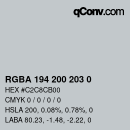 カラーコード: RGBA 194 200 203 0 | qconv.com
