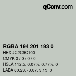 Color code: RGBA 194 201 193 0 | qconv.com