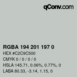 Color code: RGBA 194 201 197 0 | qconv.com