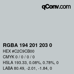 Color code: RGBA 194 201 203 0 | qconv.com