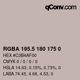 Farbcode: RGBA 195.5 180 175 0 | qconv.com