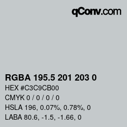 Color code: RGBA 195.5 201 203 0 | qconv.com