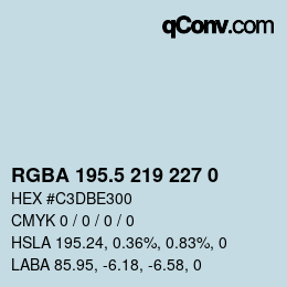 Farbcode: RGBA 195.5 219 227 0 | qconv.com
