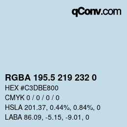 Code couleur: RGBA 195.5 219 232 0 | qconv.com