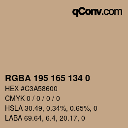 Color code: RGBA 195 165 134 0 | qconv.com