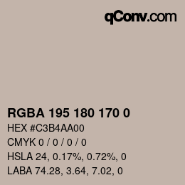 Código de color: RGBA 195 180 170 0 | qconv.com