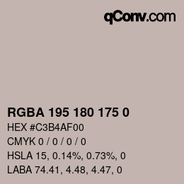 Color code: RGBA 195 180 175 0 | qconv.com