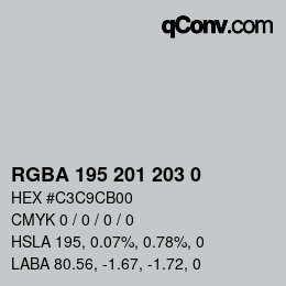 Color code: RGBA 195 201 203 0 | qconv.com