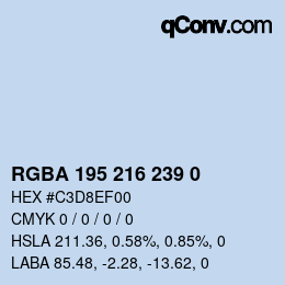 Color code: RGBA 195 216 239 0 | qconv.com