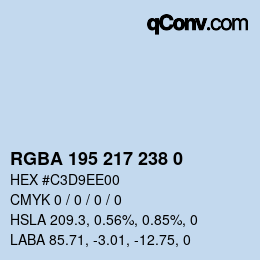 Color code: RGBA 195 217 238 0 | qconv.com