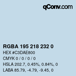 颜色代码: RGBA 195 218 232 0 | qconv.com