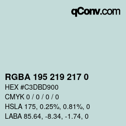 Color code: RGBA 195 219 217 0 | qconv.com