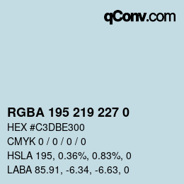 Color code: RGBA 195 219 227 0 | qconv.com