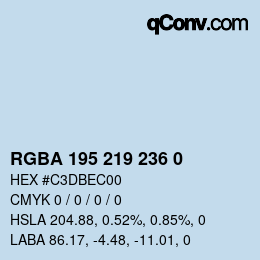 Color code: RGBA 195 219 236 0 | qconv.com