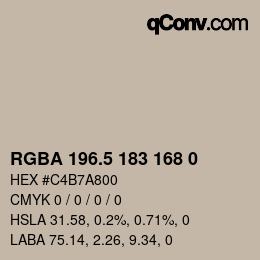 Code couleur: RGBA 196.5 183 168 0 | qconv.com