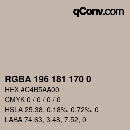 Color code: RGBA 196 181 170 0 | qconv.com