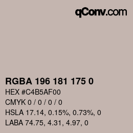 Código de color: RGBA 196 181 175 0 | qconv.com