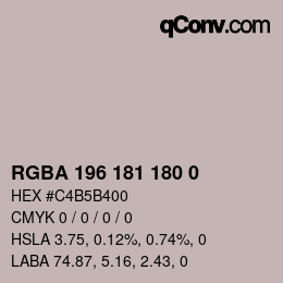 Color code: RGBA 196 181 180 0 | qconv.com