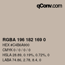 Color code: RGBA 196 182 169 0 | qconv.com