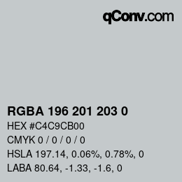 Color code: RGBA 196 201 203 0 | qconv.com