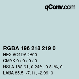 Color code: RGBA 196 218 219 0 | qconv.com