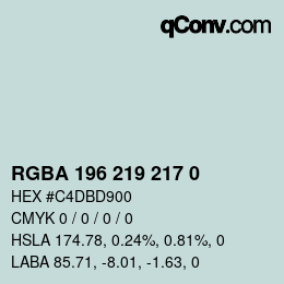 Color code: RGBA 196 219 217 0 | qconv.com