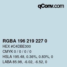 Color code: RGBA 196 219 227 0 | qconv.com