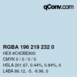 Color code: RGBA 196 219 232 0 | qconv.com
