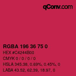 Color code: RGBA 196 36 75 0 | qconv.com