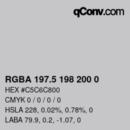 Farbcode: RGBA 197.5 198 200 0 | qconv.com