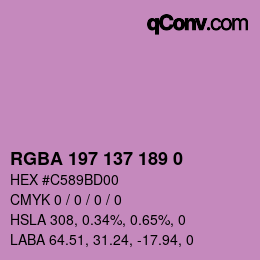 Farbcode: RGBA 197 137 189 0 | qconv.com