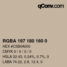 Color code: RGBA 197 180 160 0 | qconv.com