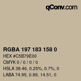 カラーコード: RGBA 197 183 158 0 | qconv.com