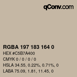 Color code: RGBA 197 183 164 0 | qconv.com