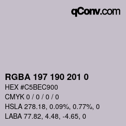Color code: RGBA 197 190 201 0 | qconv.com
