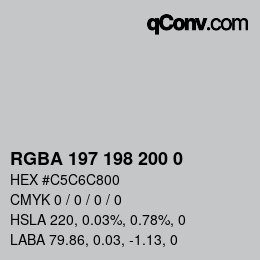 Color code: RGBA 197 198 200 0 | qconv.com