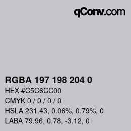 颜色代码: RGBA 197 198 204 0 | qconv.com