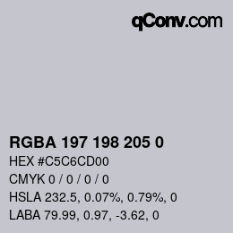 Color code: RGBA 197 198 205 0 | qconv.com