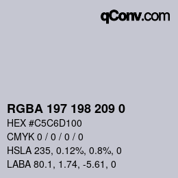 Color code: RGBA 197 198 209 0 | qconv.com