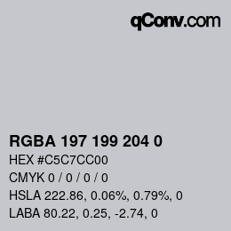 Color code: RGBA 197 199 204 0 | qconv.com