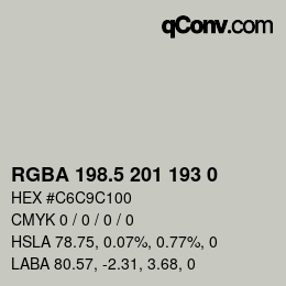 Código de color: RGBA 198.5 201 193 0 | qconv.com