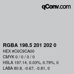 Color code: RGBA 198.5 201 202 0 | qconv.com