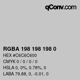 Color code: RGBA 198 198 198 0 | qconv.com
