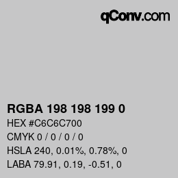Color code: RGBA 198 198 199 0 | qconv.com