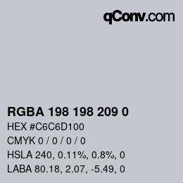Color code: RGBA 198 198 209 0 | qconv.com