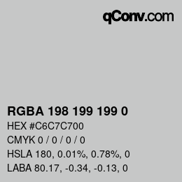 Farbcode: RGBA 198 199 199 0 | qconv.com
