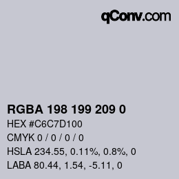 Color code: RGBA 198 199 209 0 | qconv.com