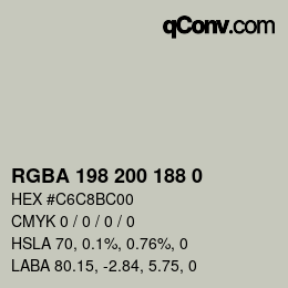 Color code: RGBA 198 200 188 0 | qconv.com