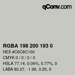 Color code: RGBA 198 200 193 0 | qconv.com