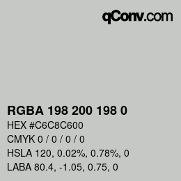 Color code: RGBA 198 200 198 0 | qconv.com